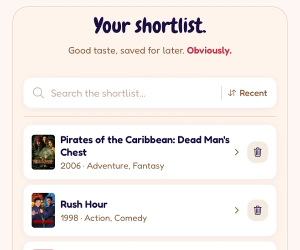 Saved for later app screen